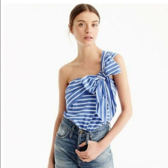 J. Crew Tops - J. Crew One Shoulder with Bow Detail Top Size 4